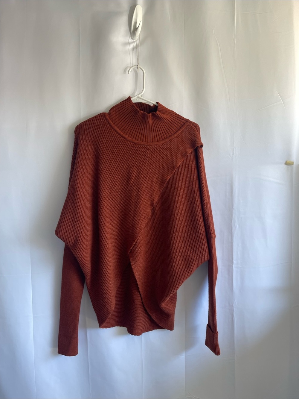 Elan Rust Ribbed Turtleneck Sweater